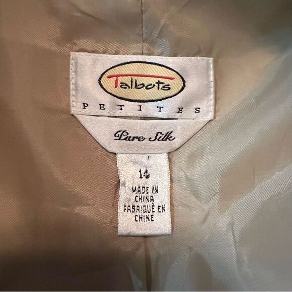 Talbots 100% silk beige button up shirt coat - Picture 10 of 12